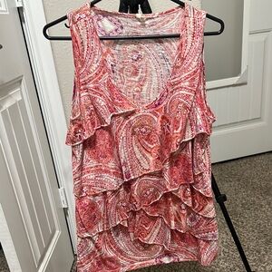 Paisley Ruffle Sleeveless Top